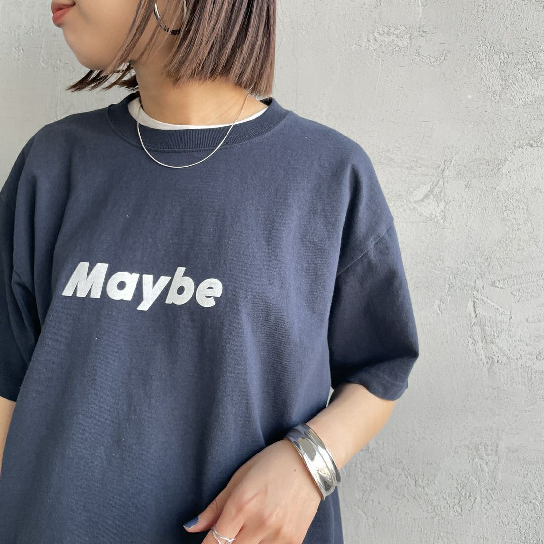 FUNG [ファング] MAYBE カットオフプリントTシャツ [MAYBE]  FUNG [ファング] MAYBE カットオフプリントTシャツ [MAYBE]  FUNG [ファング] MAYBE カットオフプリントTシャツ [MAYBE] FUNG [ファング] MAYBE カットオフプリントTシャツ [MAYBE]  &&モデル身長：159cm 着用サイズ：M&&