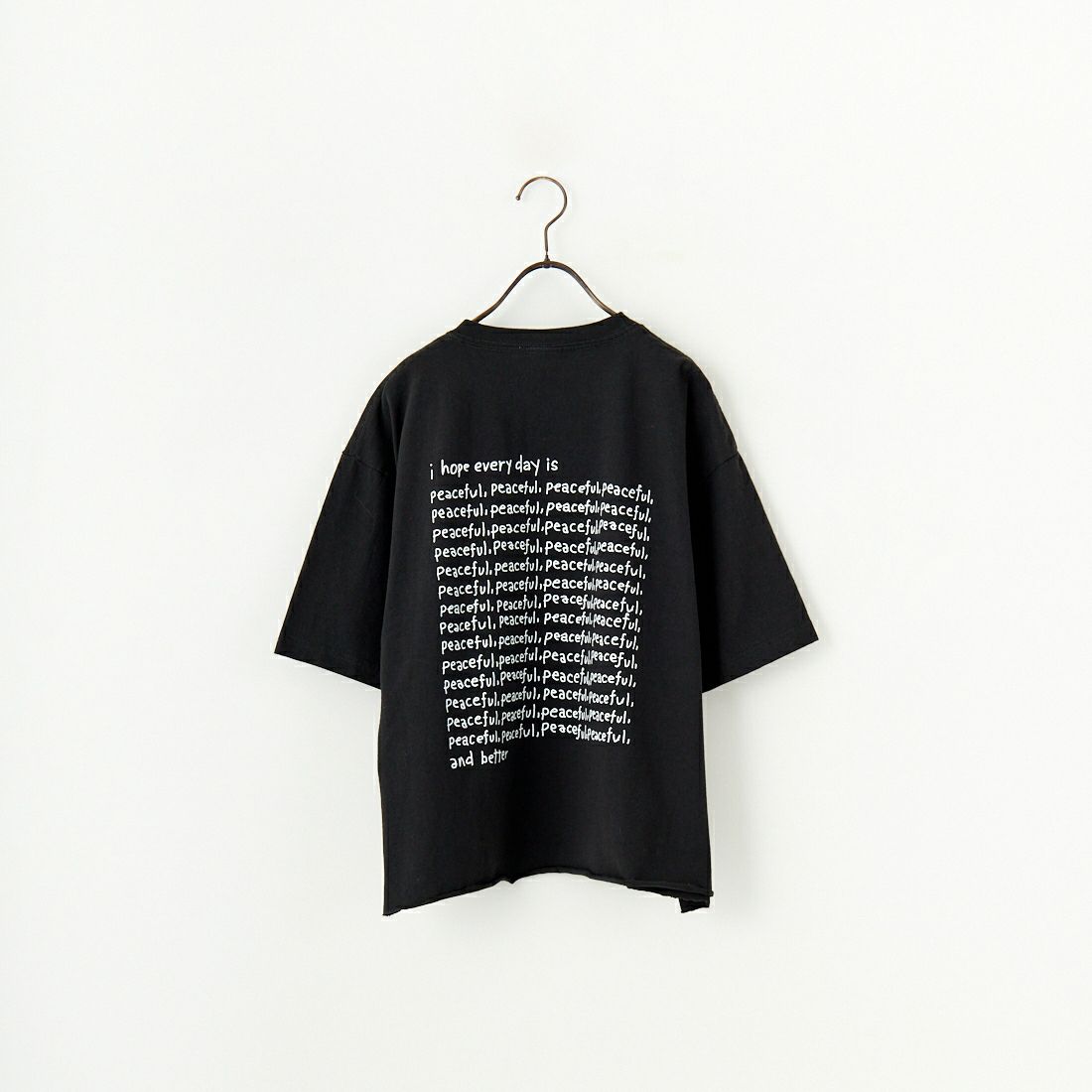 FUNG [ファング] PEACEFUL FB カットオフプリントTシャツ [PEACEFUL-FB] BK/WHITE