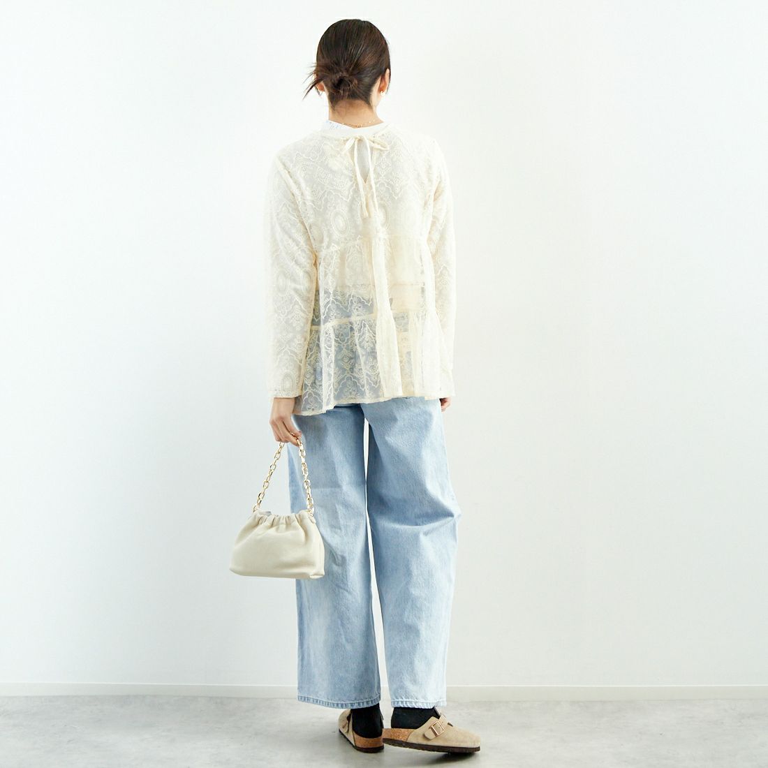 TORRAZZO DONNA [トラッゾドンナ] レースティアードブラウス [6259-469] 43 BEIGE &&モデル身長：167cm 着用サイズ：F&&
