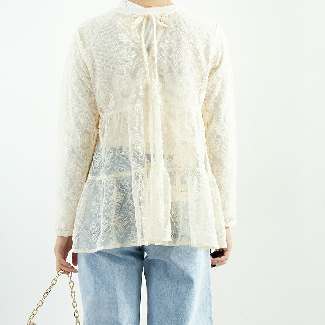 TORRAZZO DONNA [トラッゾドンナ] レースティアードブラウス [6259-469] 43 BEIGE &&モデル身長：167cm 着用サイズ：F&&