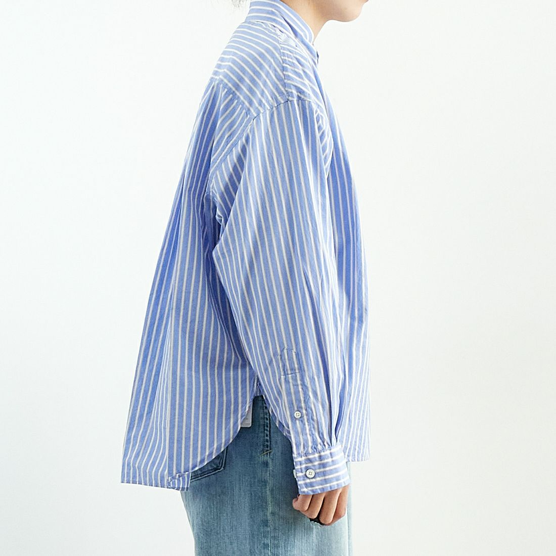 Gymphlex [ジムフレックス] ワンポイントロゴ刺繍 ボタンダウンシャツ [GY-B0198PSE] BLU/BEG ST