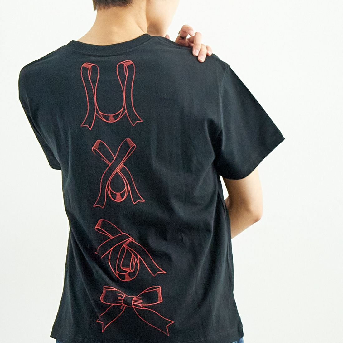 RhodolirioN [ロドリリオン] リボンプリントTシャツ [QT1079] C BLACK