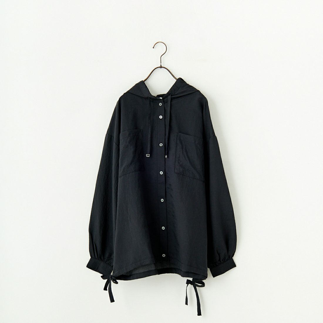 nenom [ネノム] シアーストライプ シャツパーカー [NE25112008] 09 BLACK