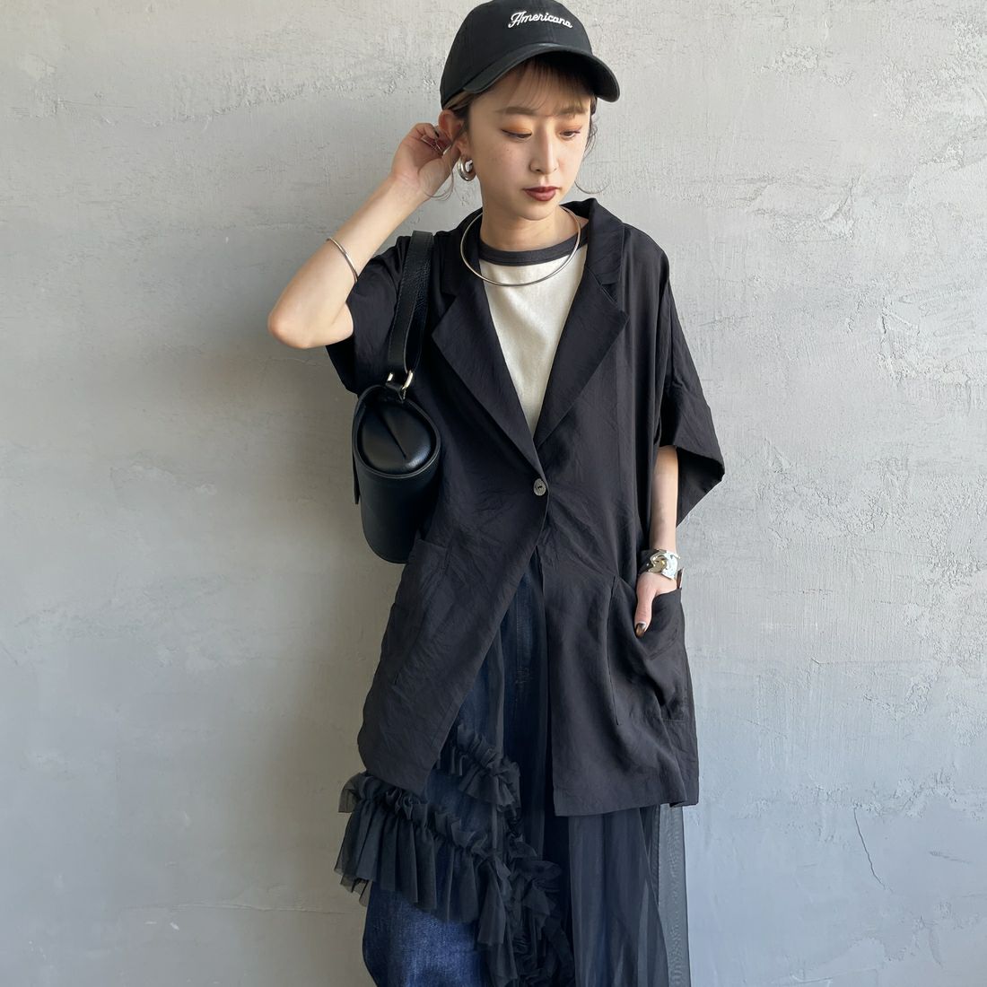 09 BLACK&&モデル身長：150cm 着用サイズ：F&&