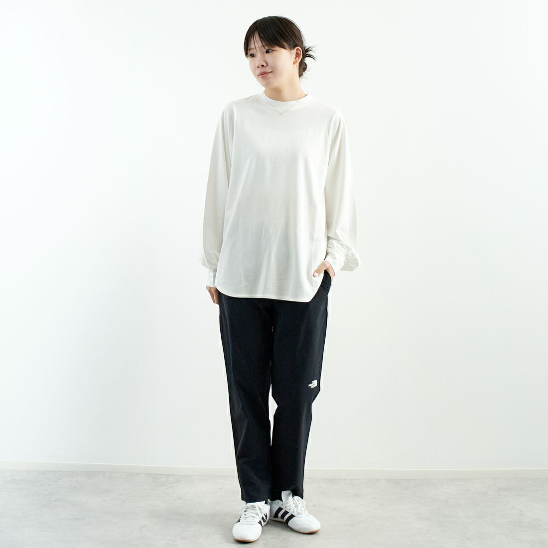THE NORTH FACE [ザ ノースフェイス] フレキシブルロングパンツ [NBW12582] K &&モデル身長：167cm 着用サイズ：L&&