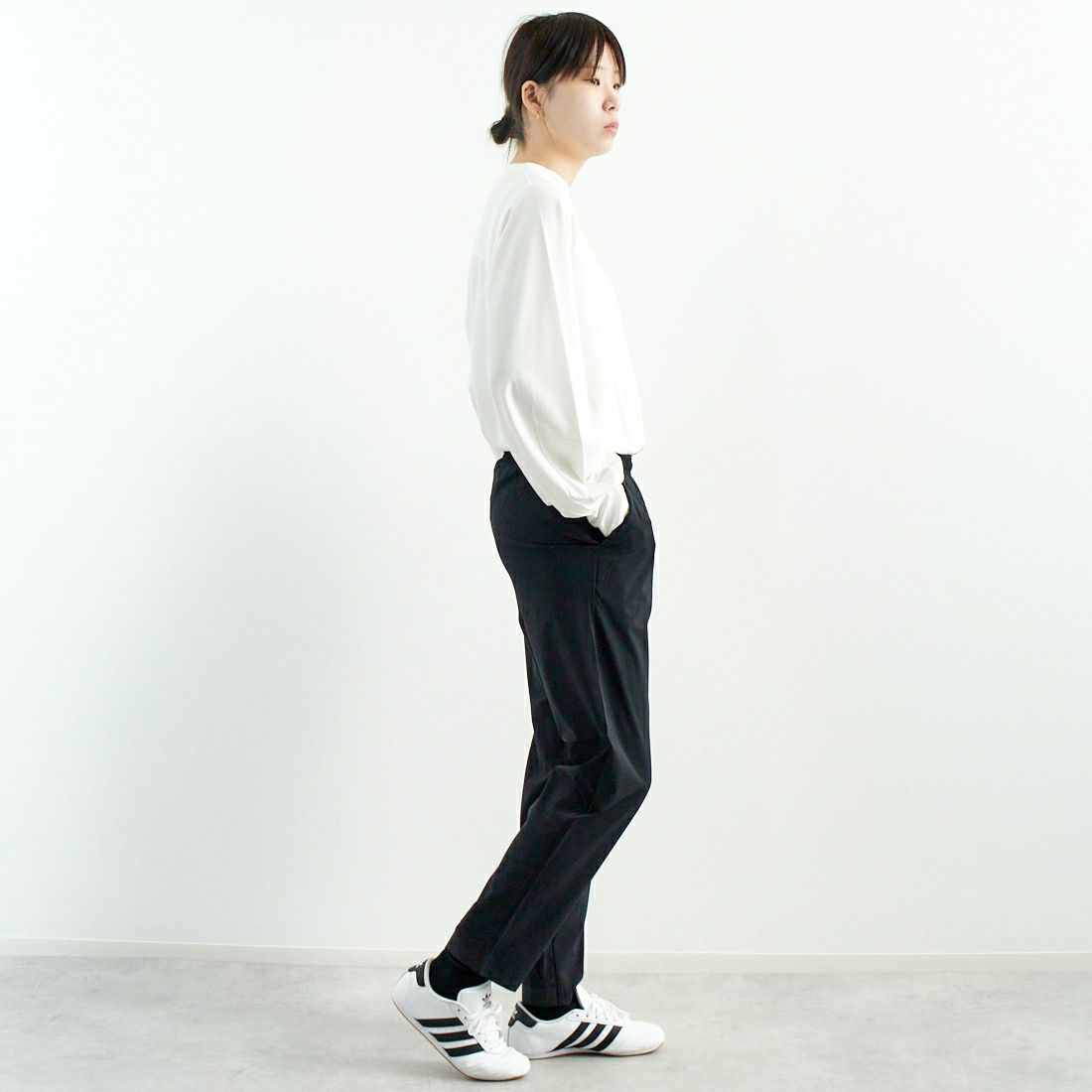 THE NORTH FACE [ザ ノースフェイス] フレキシブルロングパンツ [NBW12582] K &&モデル身長：167cm 着用サイズ：L&&