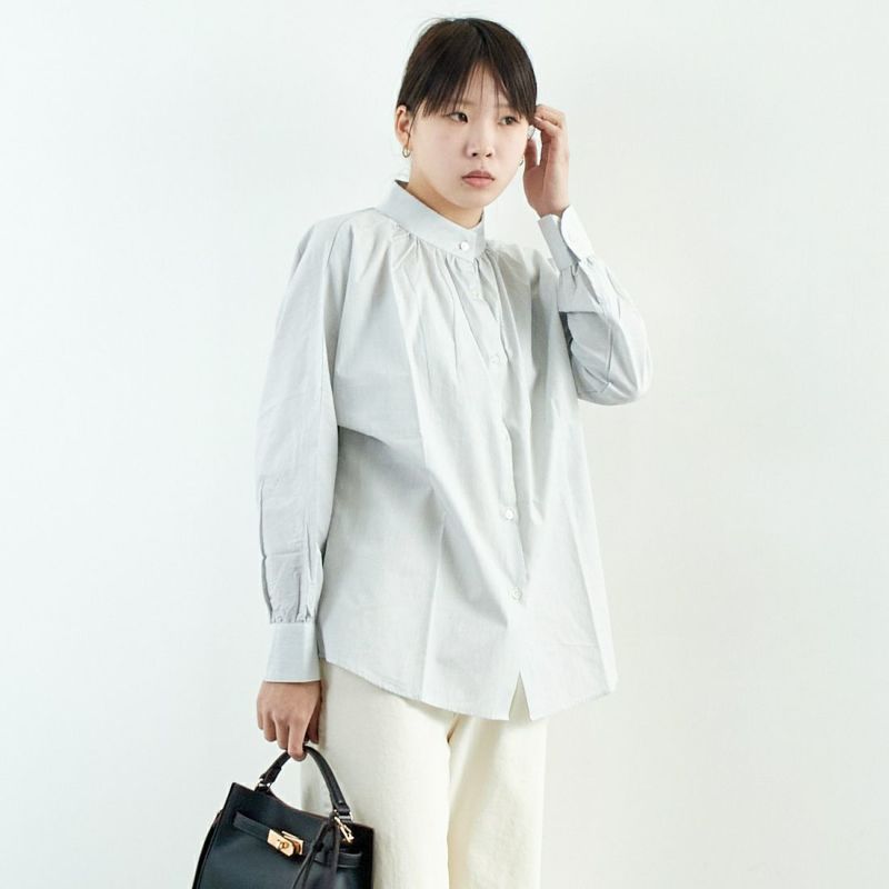 DANTON [ダントン] ストライプバンドカラーシャツ [DT-B0279LCT