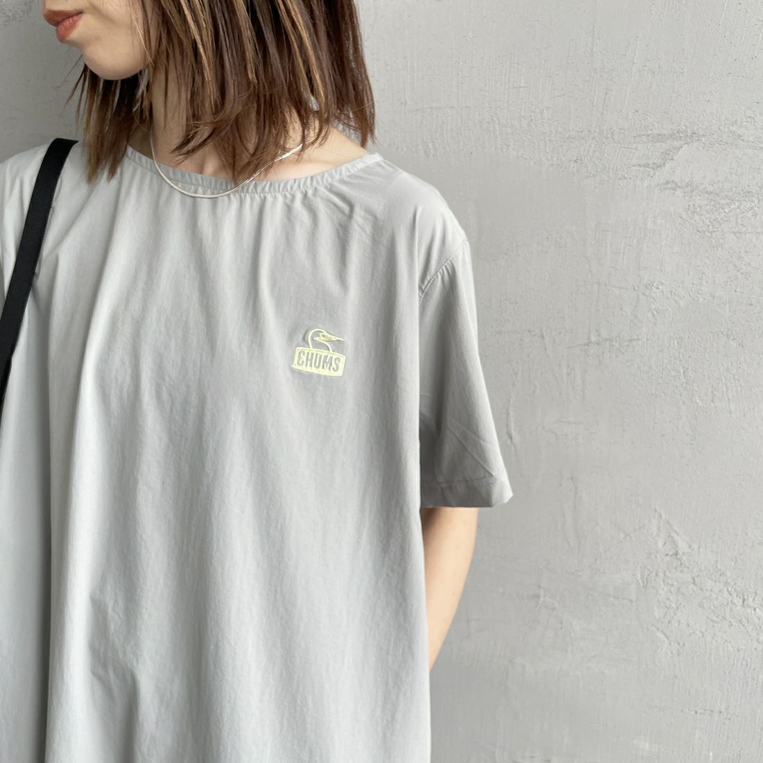 CHUMS [チャムス] エアトレイルストレッチチャムスワンピース [CH18-1353] G001 GRAY &&モデル身長：158cm 着用サイズ：WL&&