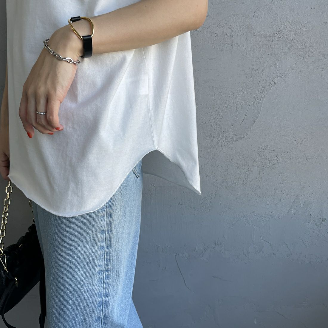 Americana × JEANS FACTORY [アメリカーナ × ジーンズファクトリー] 別注 ラウンドヘム バックプリントTシャツ [ASO-M-790-3-JF] WHITE