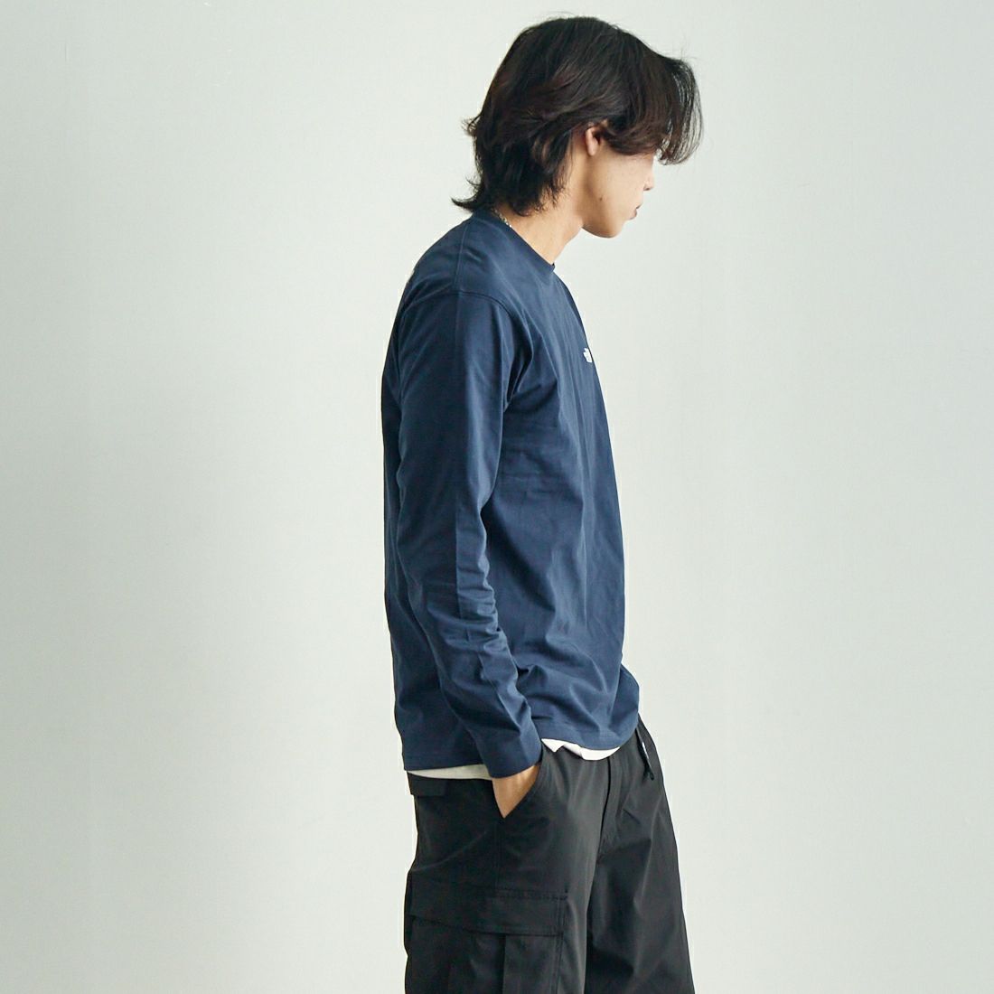 THE NORTH FACE [ザ ノースフェイス] ロングスリーブフラッシュドライヌプシコットンティー [NT32535] UN &&モデル身長：179cm 着用サイズ：M&&