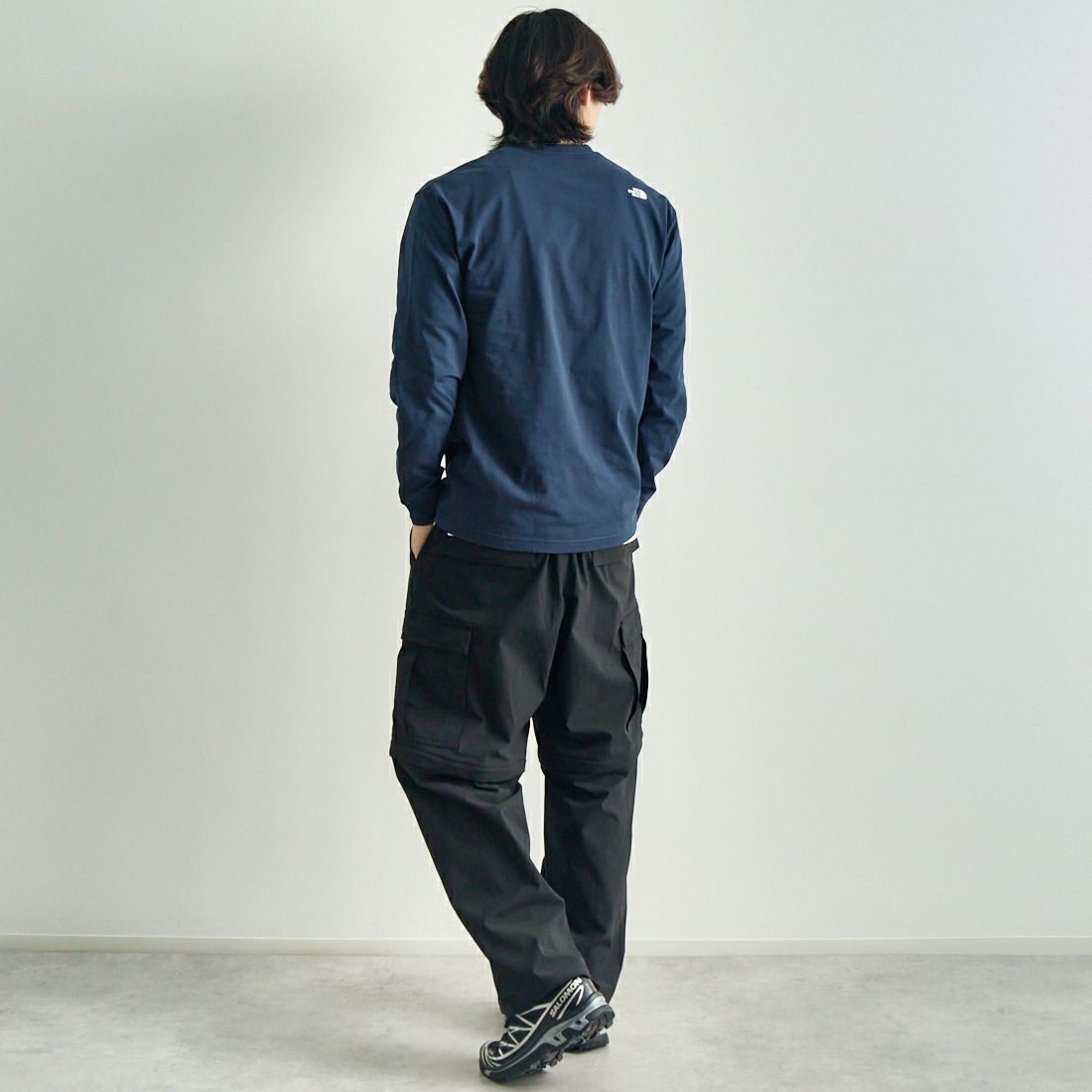 THE NORTH FACE [ザ ノースフェイス] ロングスリーブフラッシュドライヌプシコットンティー [NT32535] UN &&モデル身長：179cm 着用サイズ：M&&