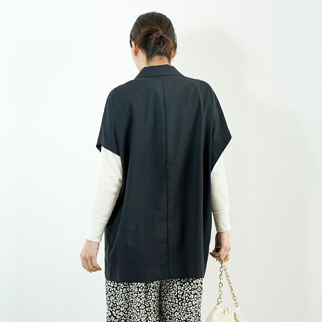 Jeans Factory Clothes [ジーンズファクトリークローズ] テーラードベスト [51085051] ﾁｬｺｰﾙ &&モデル身長：167cm 着用サイズ：F&&