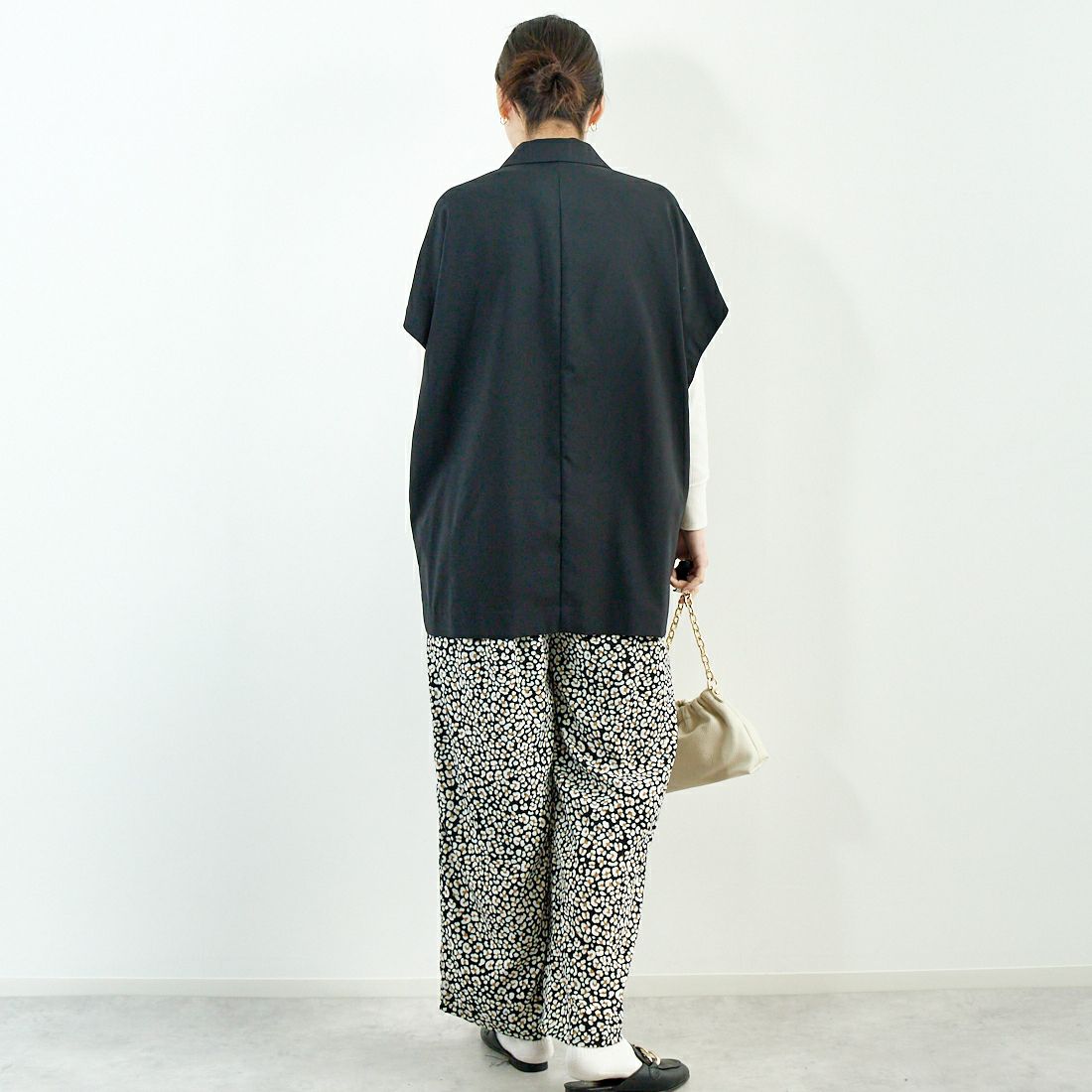 Jeans Factory Clothes [ジーンズファクトリークローズ] テーラードベスト [51085051] ﾁｬｺｰﾙ &&モデル身長：167cm 着用サイズ：F&&