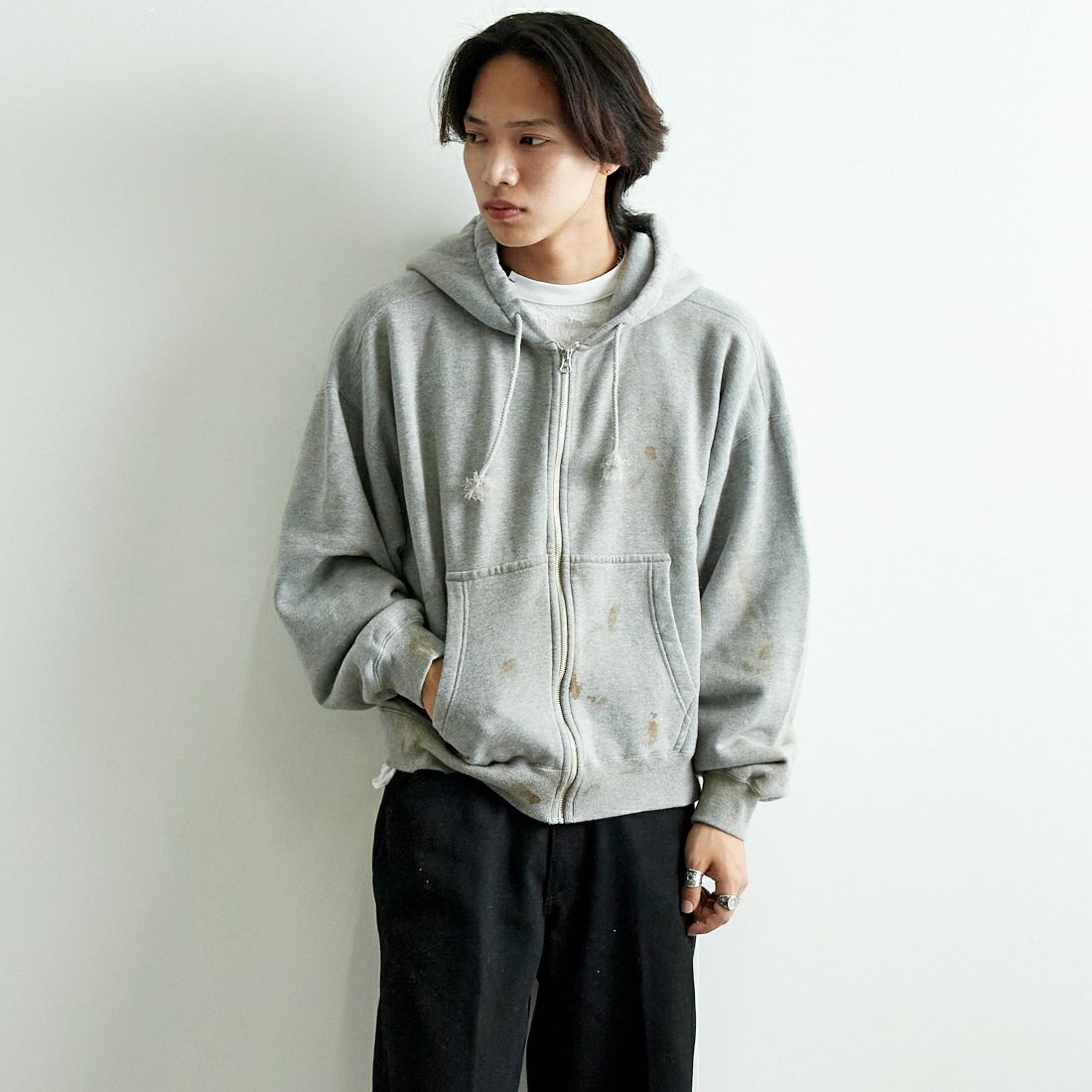 JACKSON MATISSE [ジャクソンマティス] ジップアップパーカー [JM25SS009] GREY &&モデル身長：179cm 着用サイズ：M&