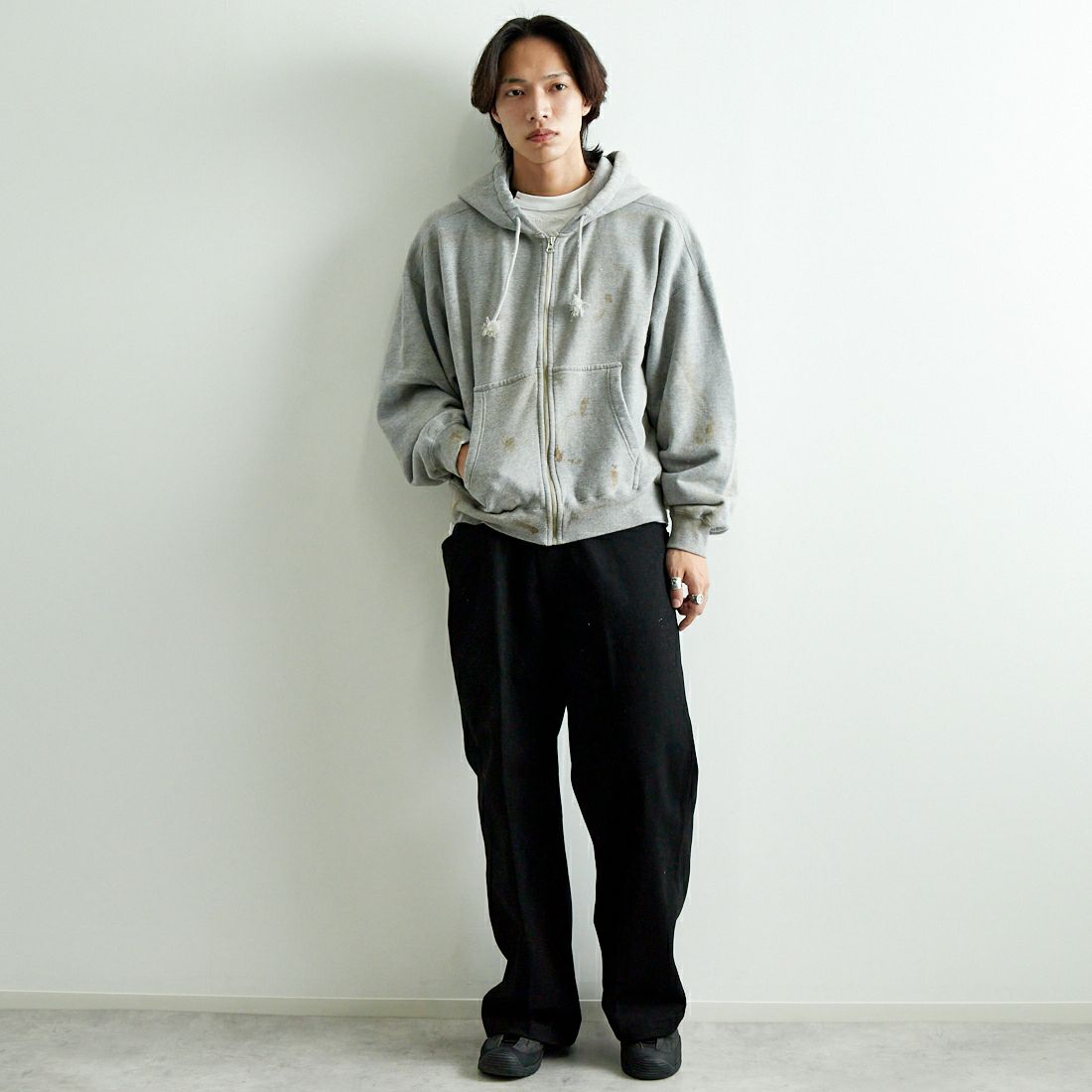JACKSON MATISSE [ジャクソンマティス] ジップアップパーカー [JM25SS009] GREY &&モデル身長：179cm 着用サイズ：M&