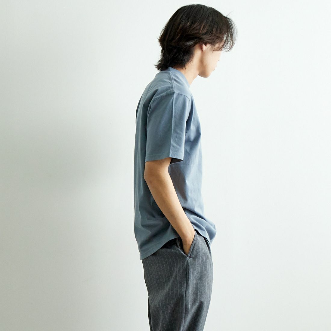 Barbour [バブアー] Pensford Tシャツ [MTS1406] WASHED BLU &&モデル身長：179cm 着用サイズ：40&&