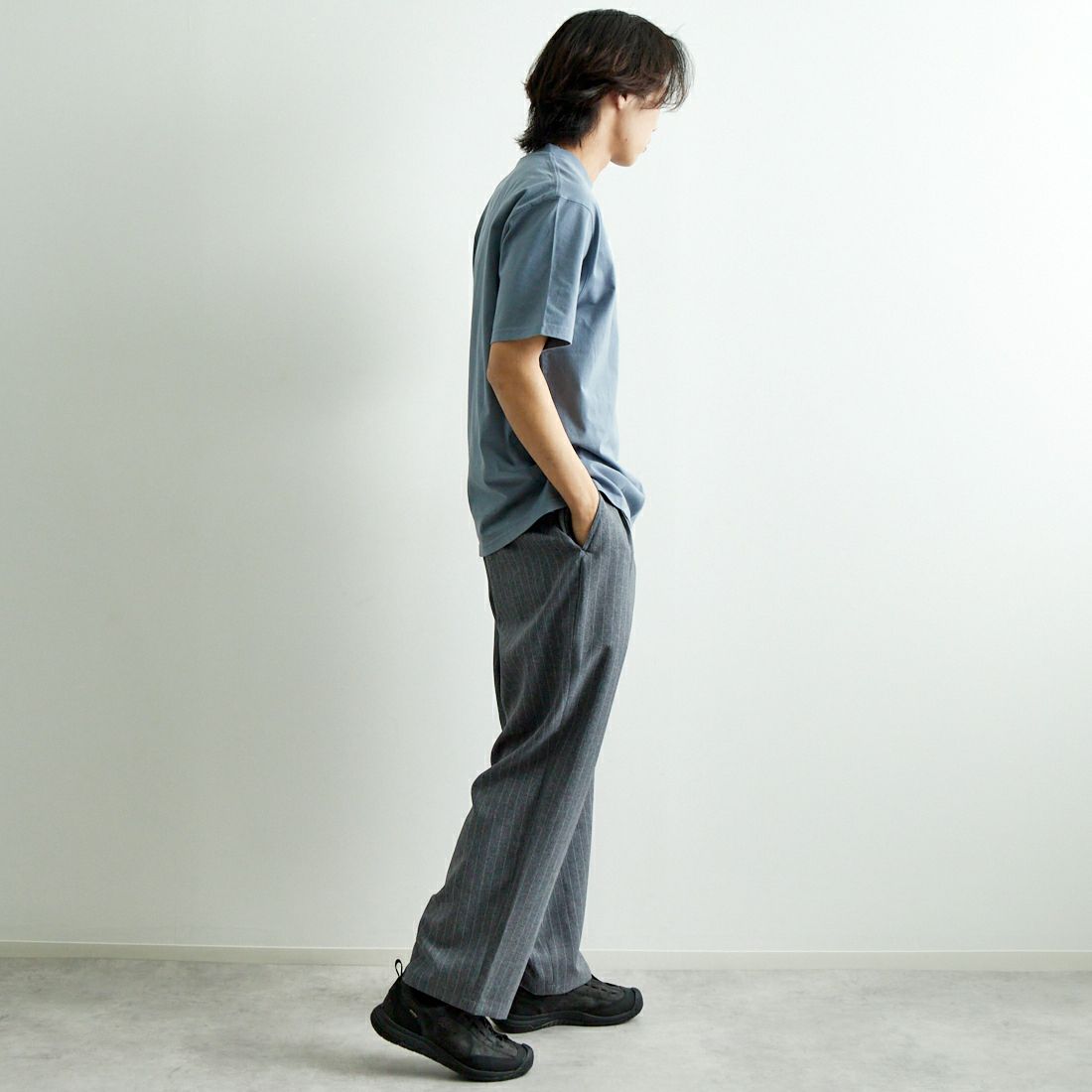 Barbour [バブアー] Pensford Tシャツ [MTS1406] WASHED BLU &&モデル身長：179cm 着用サイズ：40&&