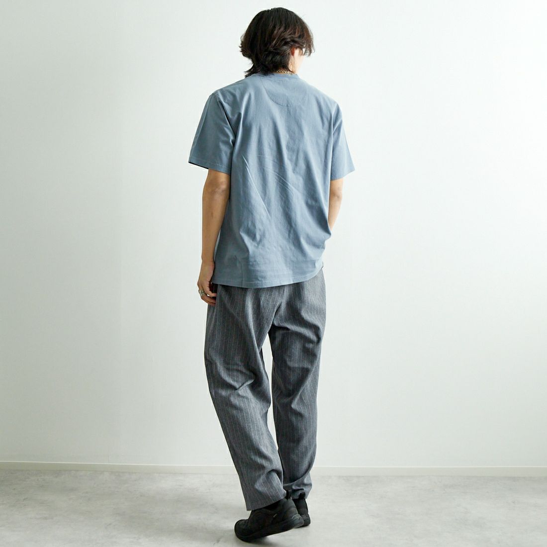 Barbour [バブアー] Pensford Tシャツ [MTS1406] WASHED BLU &&モデル身長：179cm 着用サイズ：40&&
