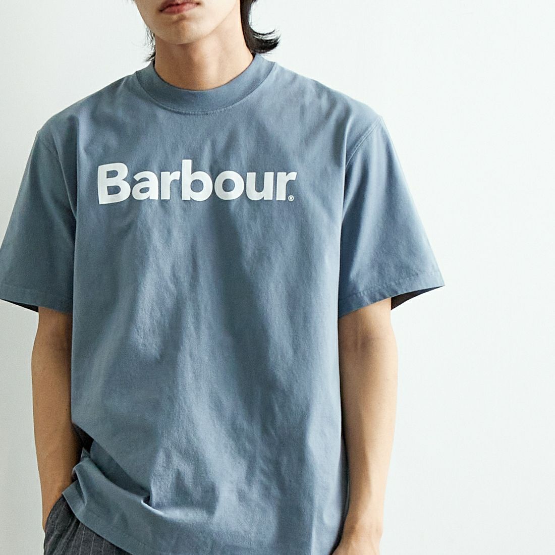 Barbour [バブアー] Pensford Tシャツ [MTS1406] WASHED BLU &&モデル身長：179cm 着用サイズ：40&&