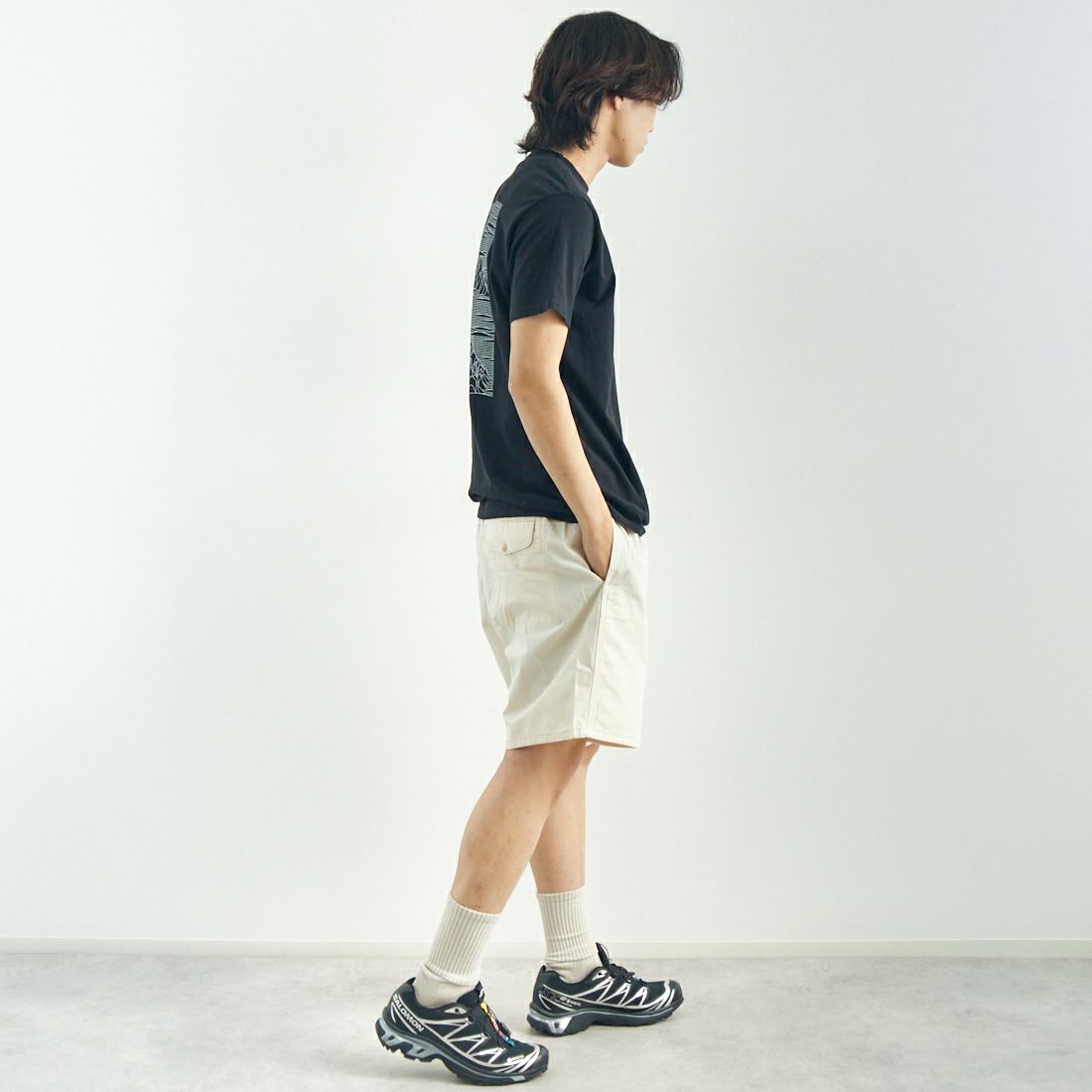 patagonia [パタゴニア] ストラタスパイア レスポンシビリTシャツ [37792] BLK &&モデル身長：179cm 着用サイズ：M&&