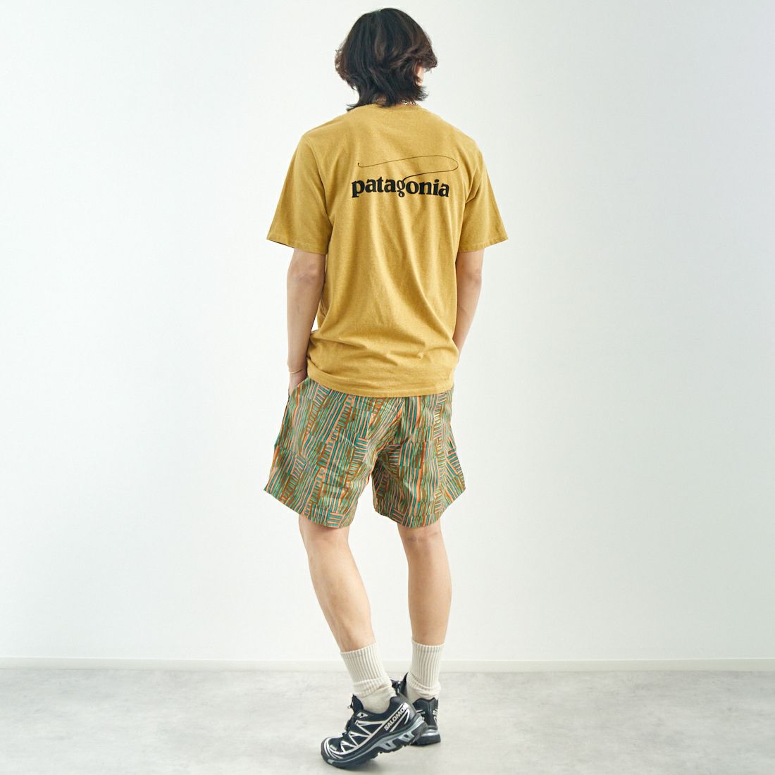 patagonia [パタゴニア] メンズ キャスティングロゴ レスポンシビリTシャツ [37811] PFGD &&モデル身長：179cm 着用サイズ：M&&