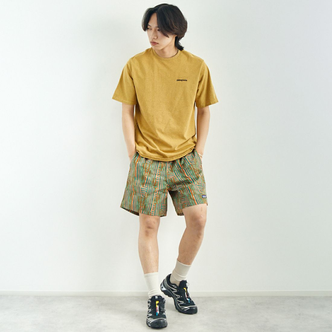 patagonia [パタゴニア] メンズ キャスティングロゴ レスポンシビリTシャツ [37811] PFGD &&モデル身長：179cm 着用サイズ：M&&