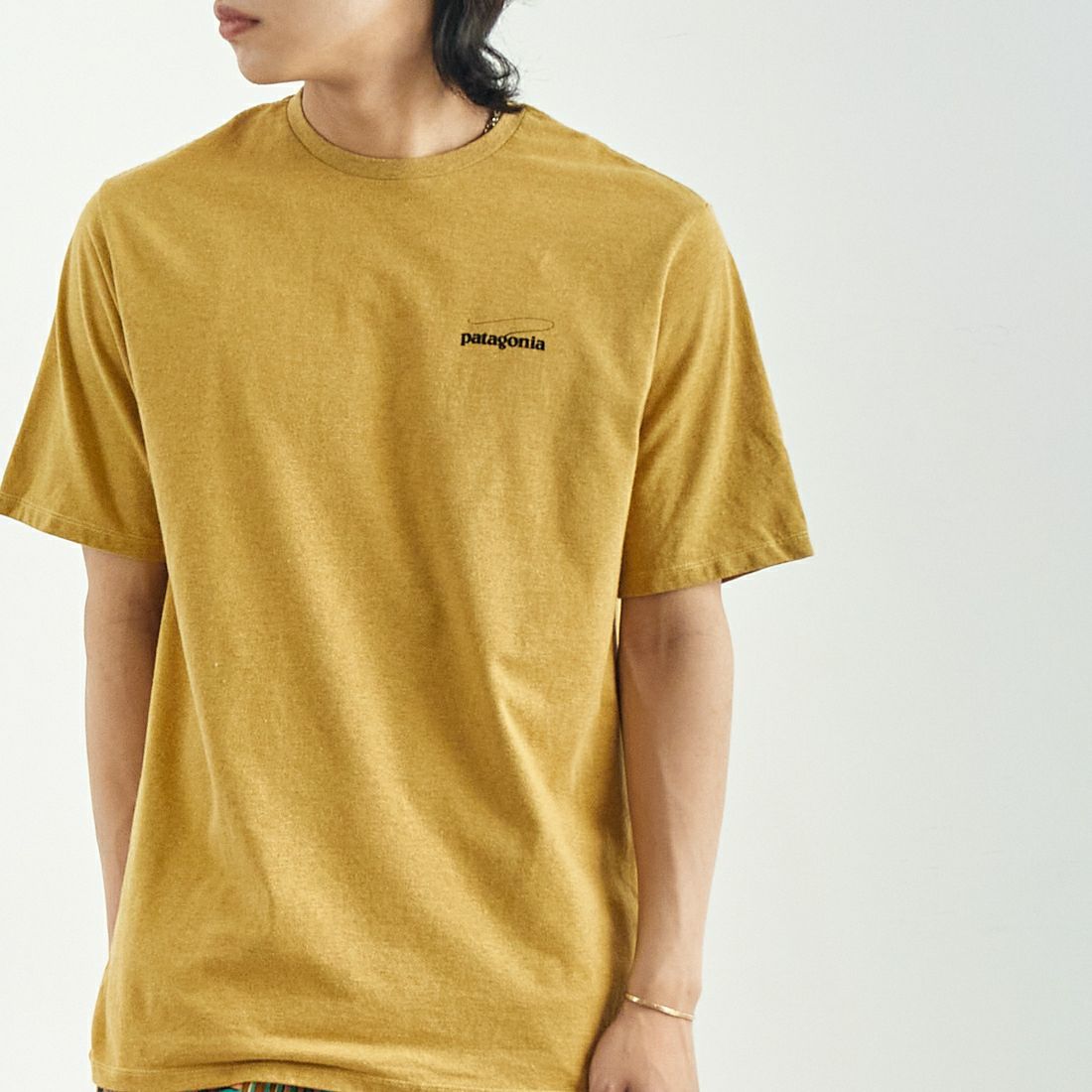 patagonia [パタゴニア] メンズ キャスティングロゴ レスポンシビリTシャツ [37811] PFGD &&モデル身長：179cm 着用サイズ：M&&