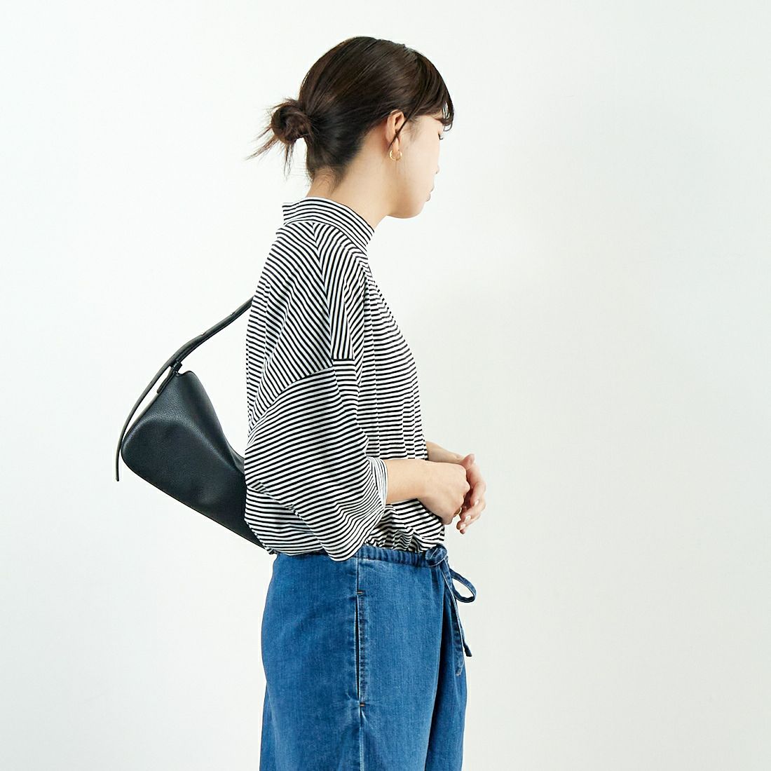 ESTROISLOSE [エストゥロワルーズ] プレミアム天竺 7分袖ボーダーTシャツ [EC23116-B] 9L BORDER &&モデル身長：167cm 着用サイズ：F&&
