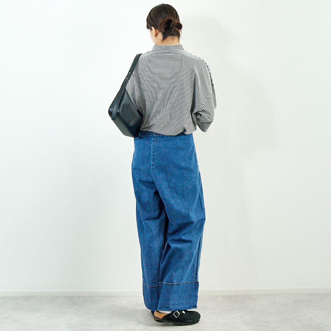 ESTROISLOSE [エストゥロワルーズ] プレミアム天竺 7分袖ボーダーTシャツ [EC23116-B] 9L BORDER &&モデル身長：167cm 着用サイズ：F&&