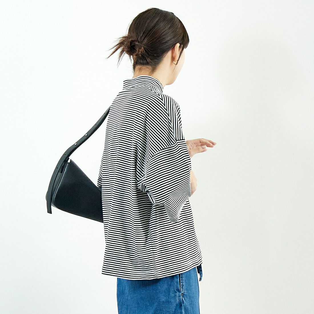 ESTROISLOSE [エストゥロワルーズ] プレミアム天竺 7分袖ボーダーTシャツ [EC23116-B] 9L BORDER &&モデル身長：167cm 着用サイズ：F&&