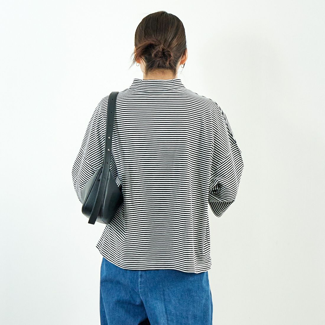 ESTROISLOSE [エストゥロワルーズ] プレミアム天竺 7分袖ボーダーTシャツ [EC23116-B] 9L BORDER &&モデル身長：167cm 着用サイズ：F&&