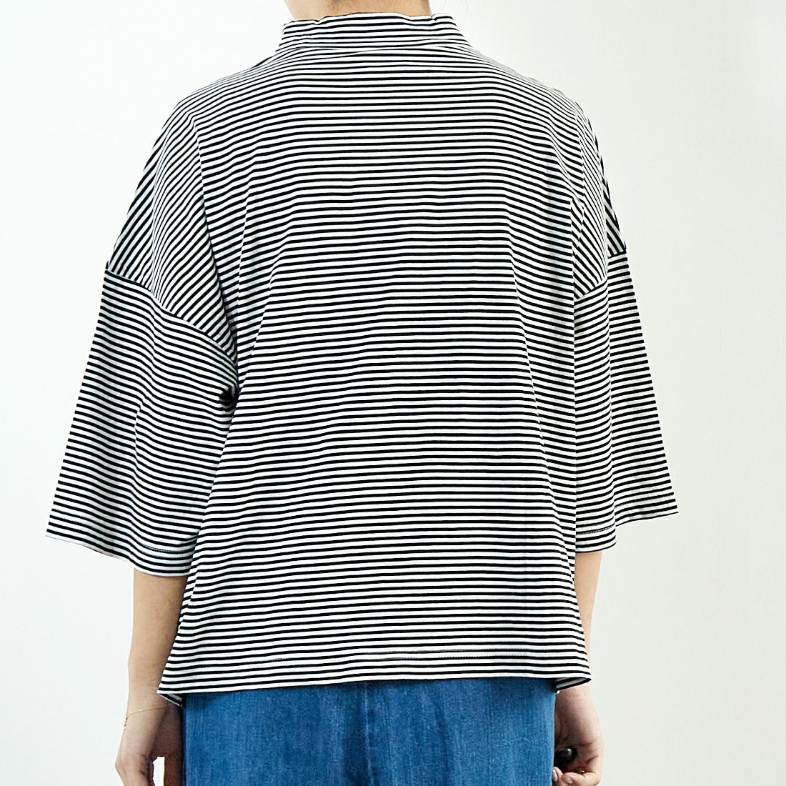 ESTROISLOSE [エストゥロワルーズ] プレミアム天竺 7分袖ボーダーTシャツ [EC23116-B] 9L BORDER &&モデル身長：167cm 着用サイズ：F&&