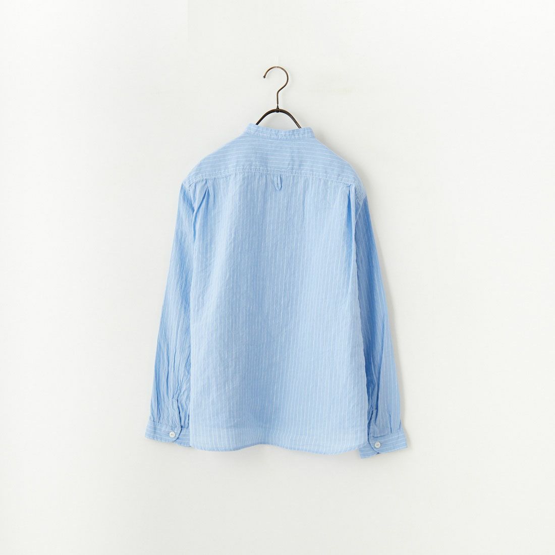 DANTON [ダントン] ストライプバンドカラーシャツ [DT-B0279LCT] BLU/WHT ST