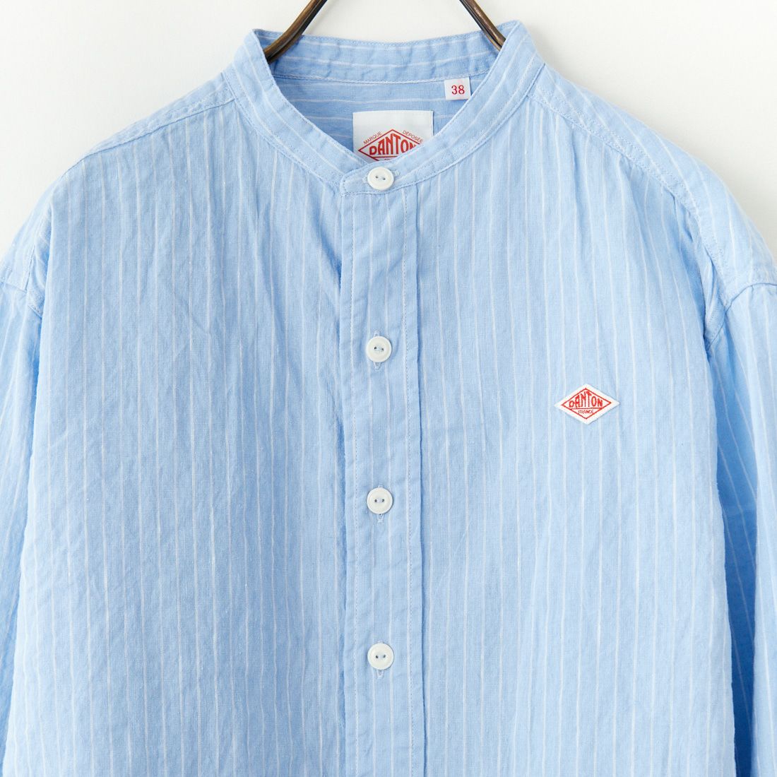 DANTON [ダントン] ストライプバンドカラーシャツ [DT-B0279LCT] BLU/WHT ST