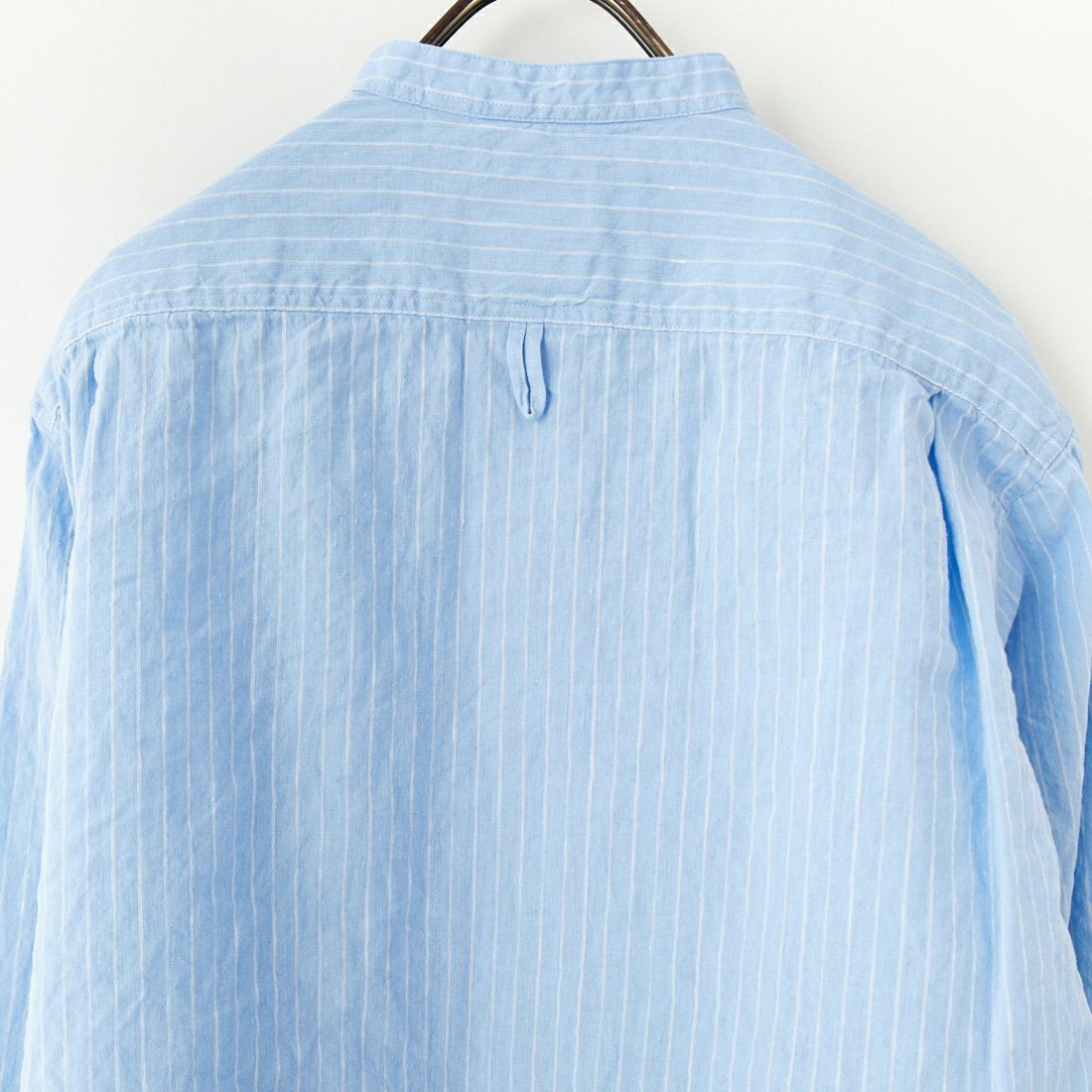 DANTON [ダントン] ストライプバンドカラーシャツ [DT-B0279LCT] BLU/WHT ST