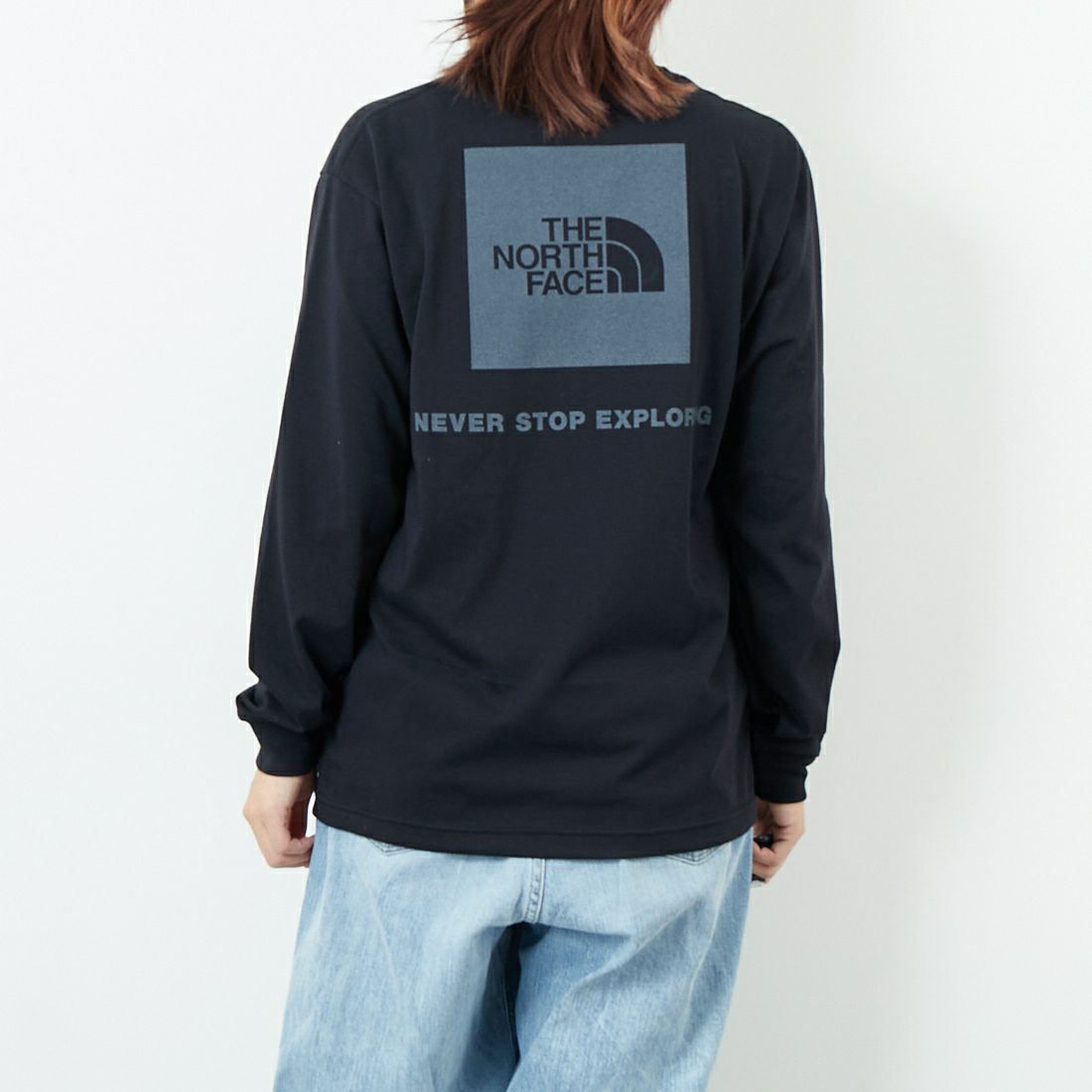 THE NORTH FACE [ザ ノースフェイス] ロングスリーブバックスクエアロゴTシャツ [NT32442] KK &&モデル身長：167cm 着用サイズ：S&&
