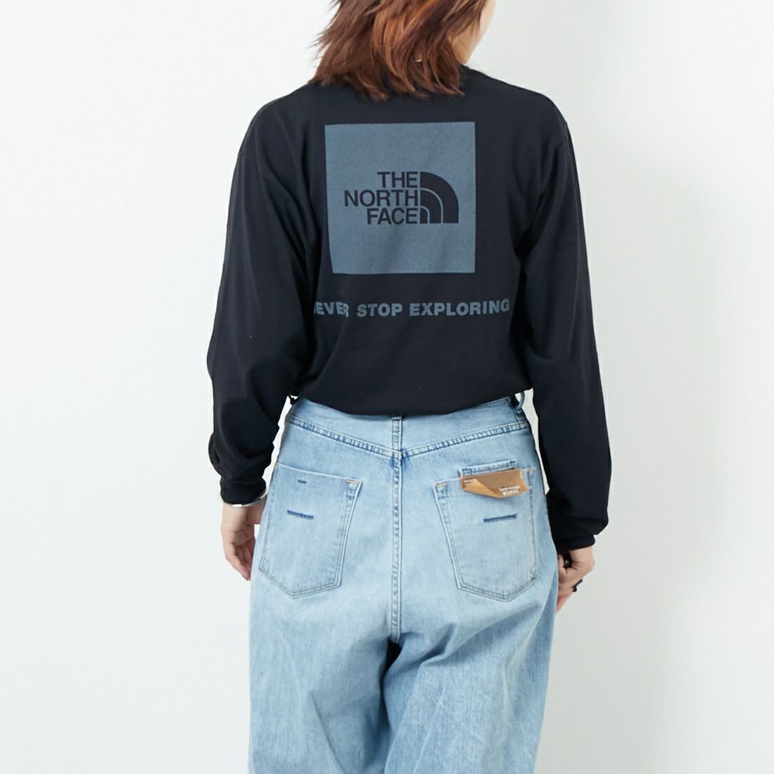 THE NORTH FACE [ザ ノースフェイス] ロングスリーブバックスクエアロゴTシャツ [NT32442] KK &&モデル身長：167cm 着用サイズ：S&&