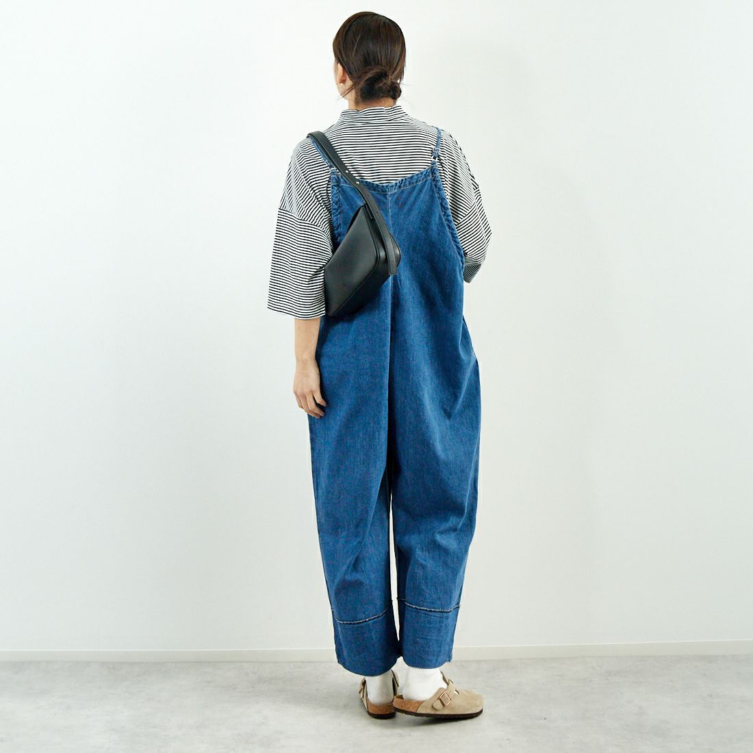MEYAME [メヤメ] デニムギャザード オールインワン [MEY-2020] BLUE &&モデル身長：167cm 着用サイズ：F&&