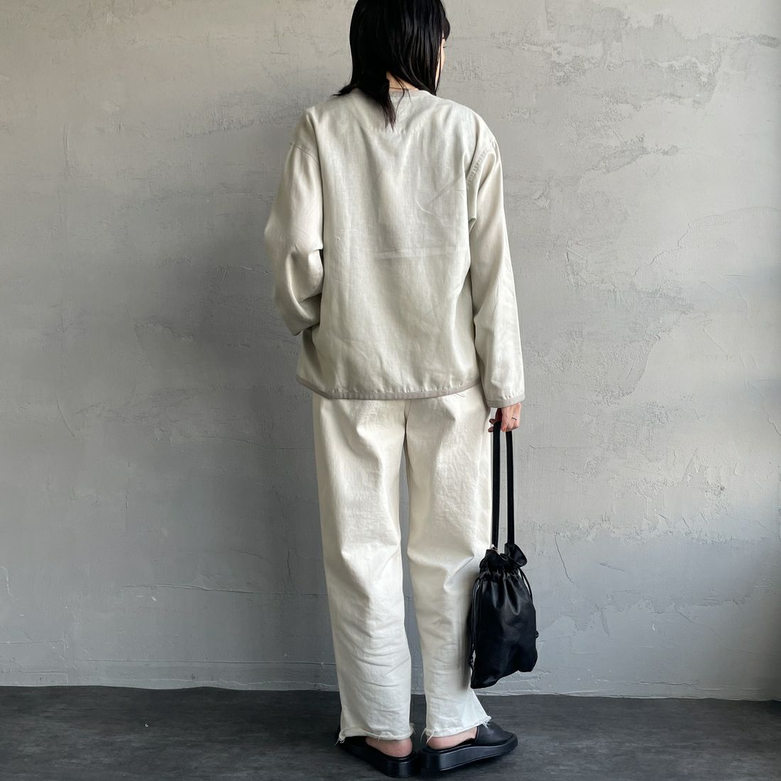 DANTON [ダントン] Vネック リネンシャツカーディガン [DT-B0349LIP] &&モデル身長：160cm 着用サイズ：38&&