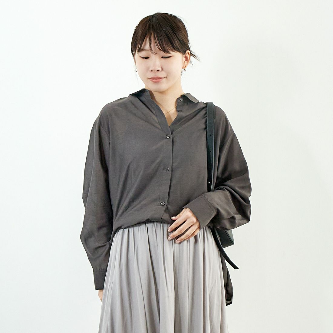 Jf Ready Made [ジェイエフレディメイド] エアリースカート [963-28109] 07 ｸﾞﾚｰ &&モデル身長：167cm 着用サイズ：F&&