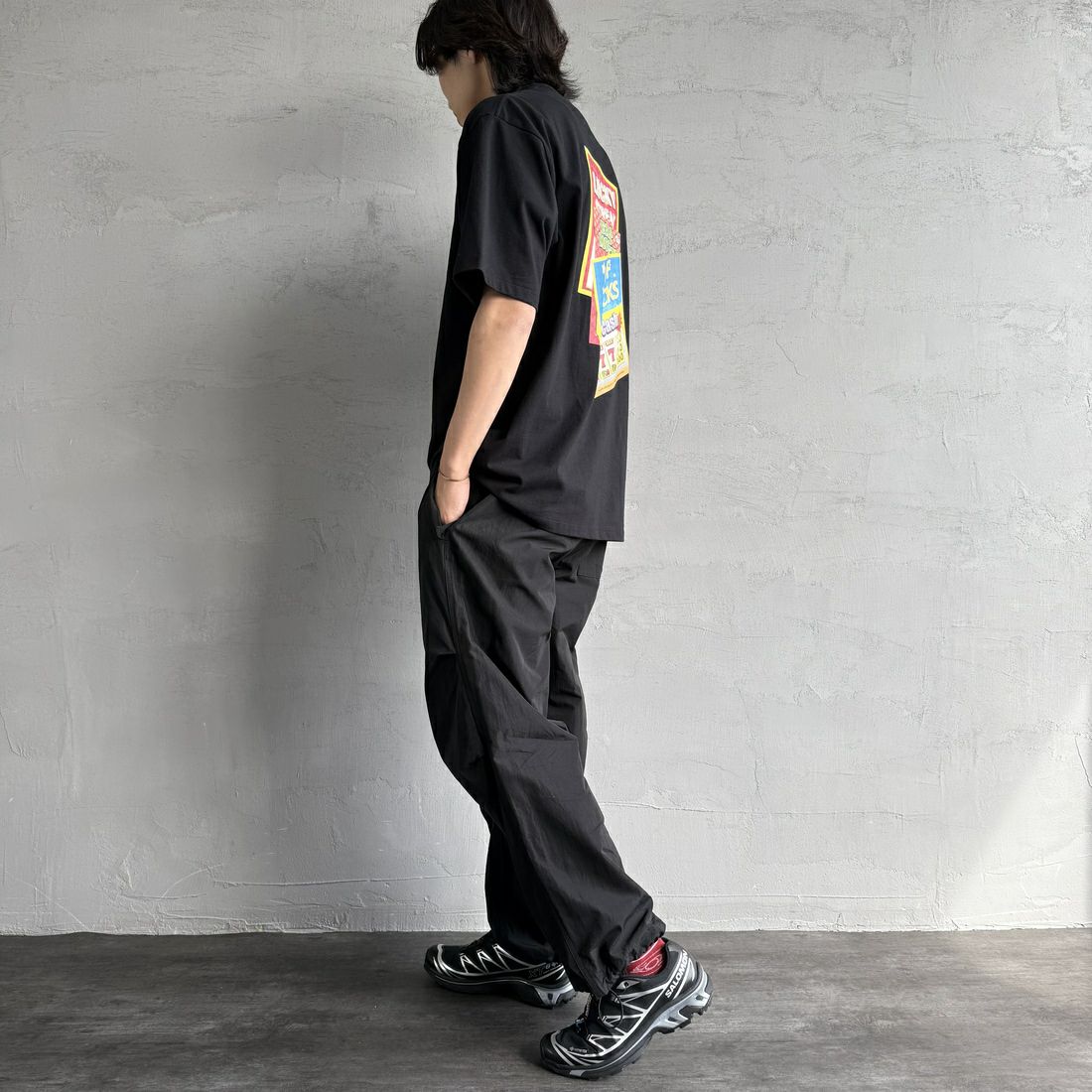 HUF [ハフ] 半袖Tシャツ [TS02398] BLACK &&モデル身長：179cm 着用サイズ：L&&