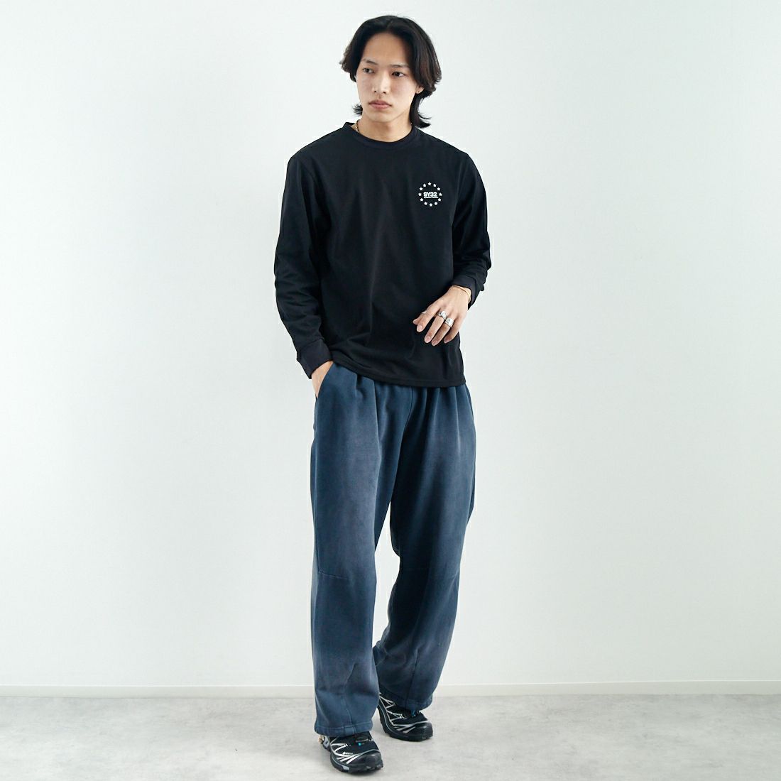 SY32 [エスワイサーティトゥ] マルチロゴバックプリントTシャツ [15071J] BLACK &&モデル身長：179cm 着用サイズ：M&&
