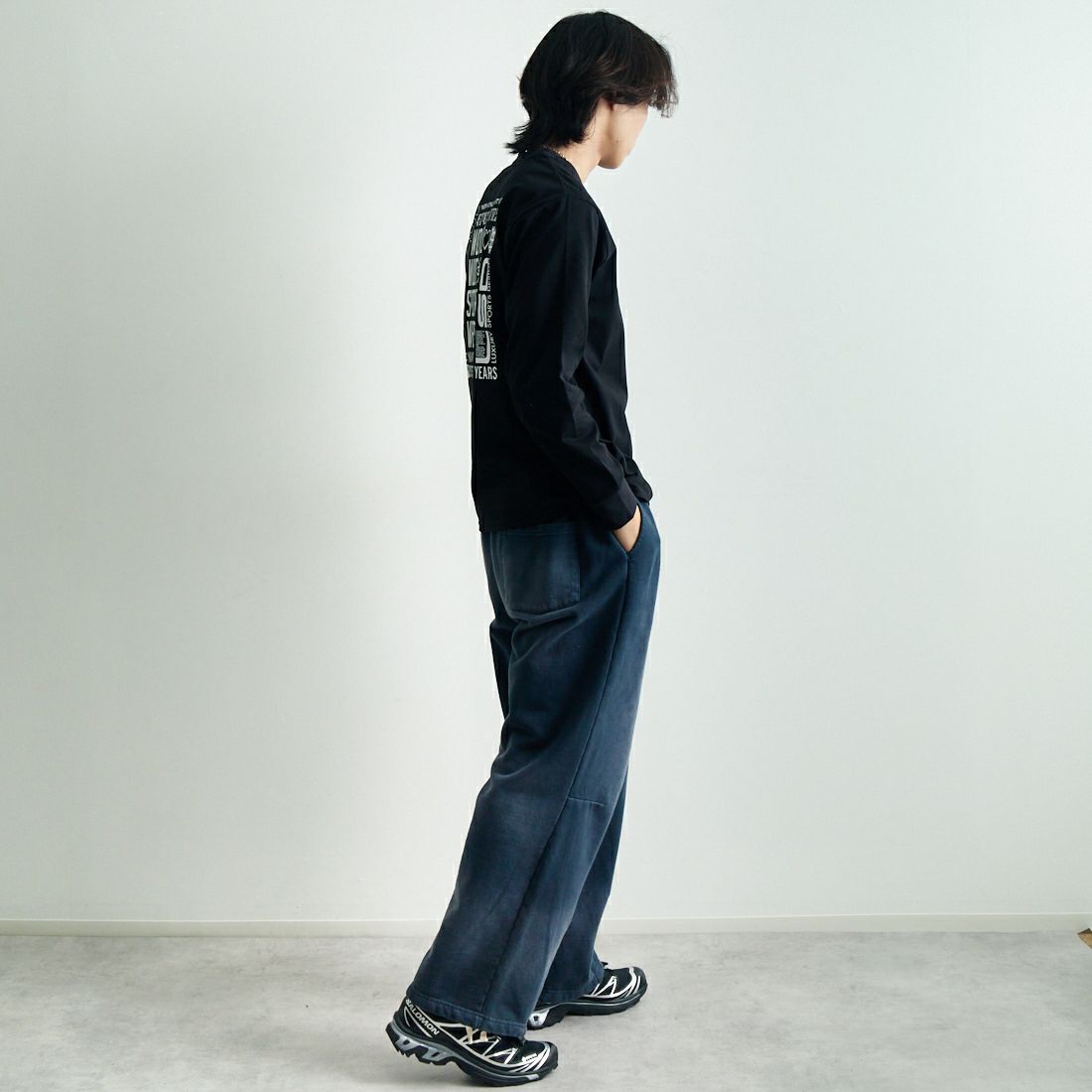 SY32 [エスワイサーティトゥ] マルチロゴバックプリントTシャツ [15071J] BLACK &&モデル身長：179cm 着用サイズ：M&&