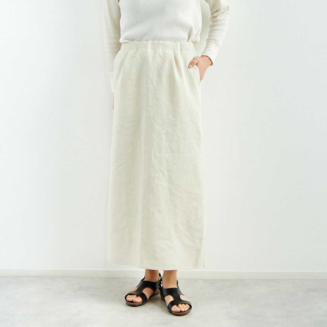 STILL BY HAND [スティルバイハンド] ペンシルスカート [SK01251WM] ECRU &&モデル身長：160cm 着用サイズ：1&&