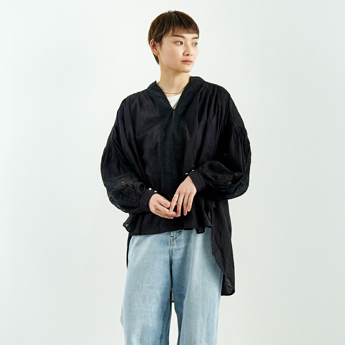 09 BLACK&&モデル身長：160cm 着用サイズ：F&&