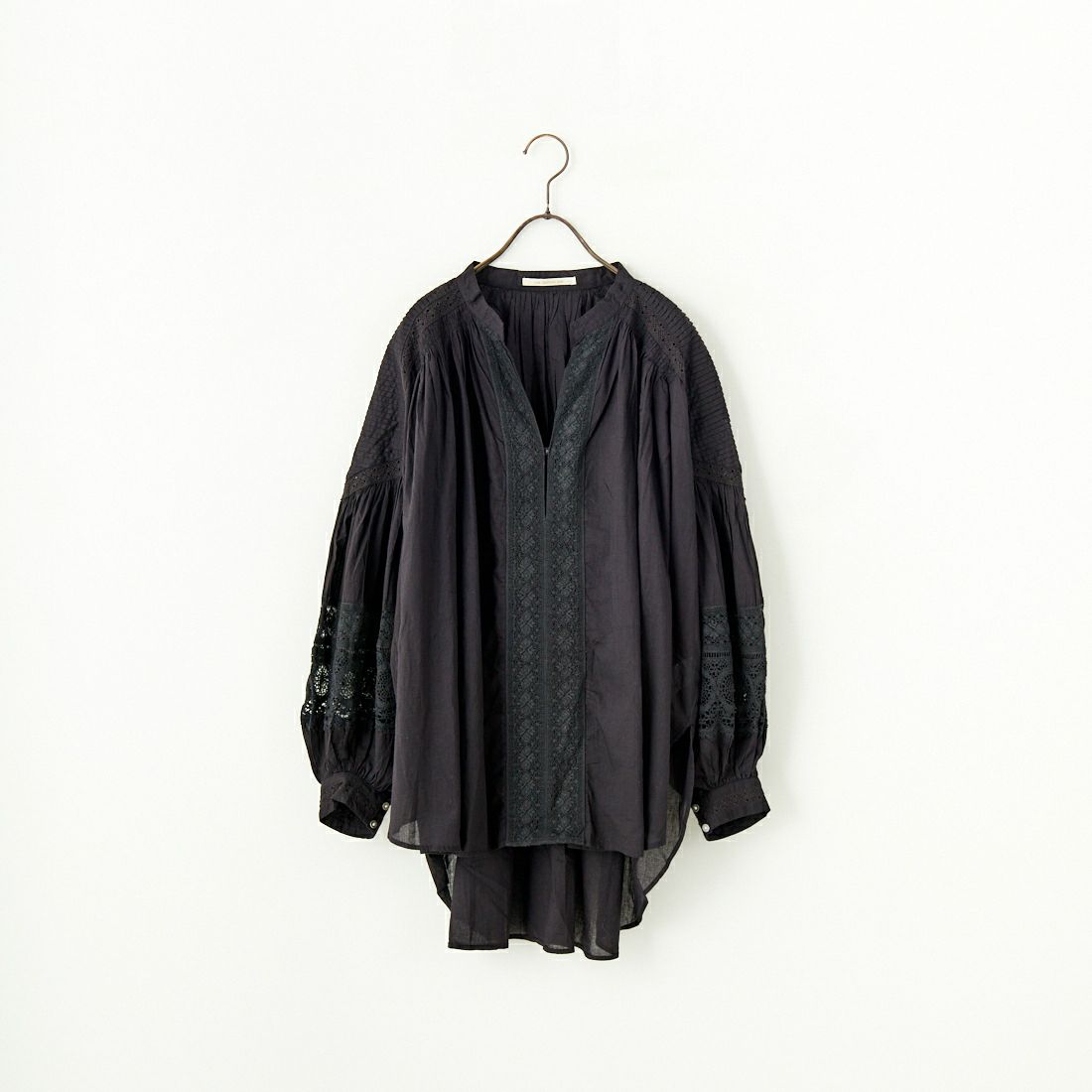 ne Quittez pas [ヌキテパ] コットンボイル レースピンタックブラウス [010100CC1] 09 BLACK