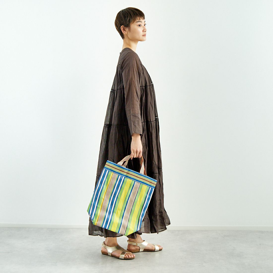 ne Quittez pas [ヌキテパ] コットンボイル ティアードマキシワンピース [010400CA1C] 10 CHARCOA &&モデル身長：160cm 着用サイズ：F&&