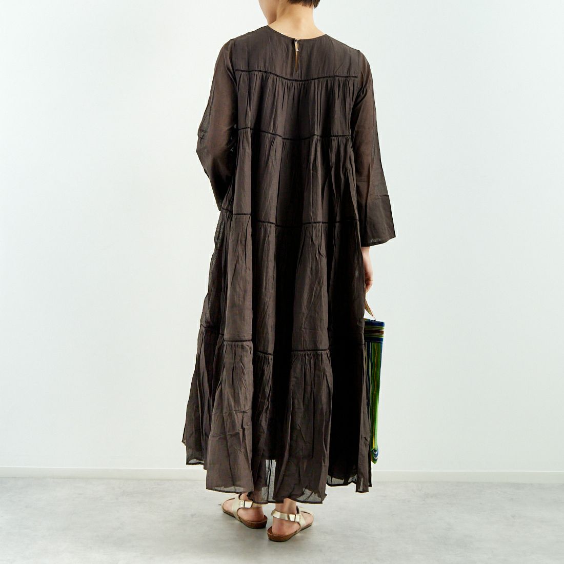 ne Quittez pas [ヌキテパ] コットンボイル ティアードマキシワンピース [010400CA1C] 10 CHARCOA &&モデル身長：160cm 着用サイズ：F&&