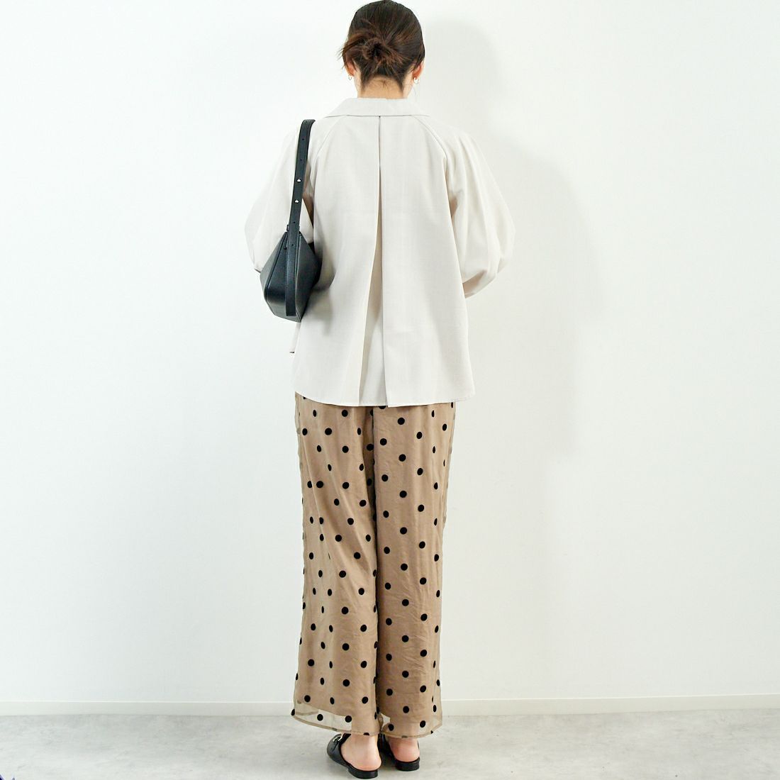 Jf Ready Made [ジェイエフレディメイド] オーガンジードットパンツ [8550008-01] 61 ﾍﾞｰｼﾞｭ &&モデル身長：167cm 着用サイズ：F&&