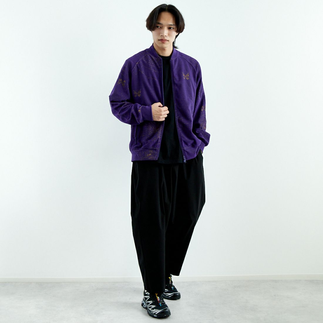 Needles [ニードルズ] リブカラートラックジャケット [QV329] A PURPLE &&モデル身長：179cm 着用サイズ：L&&